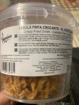 Lista de ingredientes del producto Cebolla frita crocante  100 g