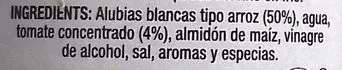 Liste des ingrédients du produit Alubias cocidas en salsa de tomate Uptown 420 g (neto), 425 ml