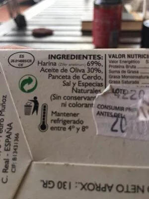 List of product ingredients Gachas manchegas  