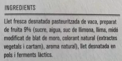 Lista de ingredientes del producto IOGURT LLIMA I LLIMONA La Torre 