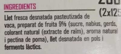 List of product ingredients iogurt nabius gerds La Torre 250 g (2x125g)