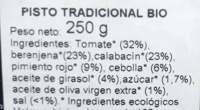 List of product ingredients Pisto tradicional Campo Rico 250 g