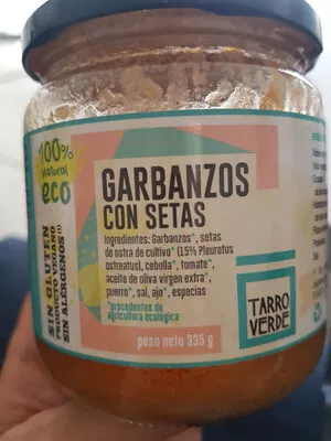 Lista de ingredientes del producto Garbanzos con setas Tarro Verde 335 g