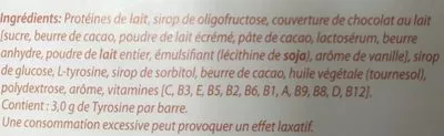 List of product ingredients Barre chocolat au lait  