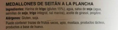 List of product ingredients Seitán a la plancha Hacendado 180 g (3 x 60 g)