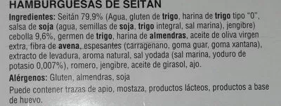 Liste des ingrédients du produit Hamburguesa de seitán Hacendado 180 g (2 x 90g)