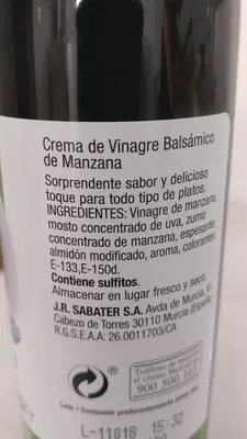 Lista de ingredientes del producto Crema de vinagre balsamico de manzana Hacendado 