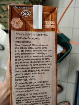 List of product ingredients Caldo de escudella Hacendado 
