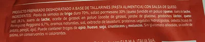 Liste des ingrédients du produit Tallarines A La Parmesana Hacendado 190 g