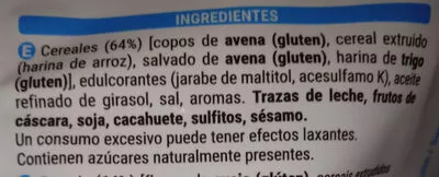 Lista de ingredientes del producto Muesli sin azúcares añadidos Hacendado 500g