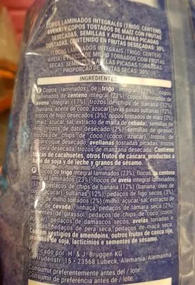 List of product ingredients Muesli frutas Hacendado 1000 g