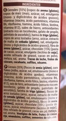 Lista de ingredientes del producto Muesli crunchy chocolate Hacendado 500 g