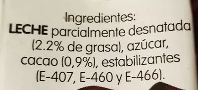 List of product ingredients Batido sabor chocolate 90% leche Hacendado 200 ml