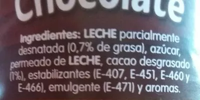 Lista de ingredientes del producto Batido De Chocolate Hacendado 