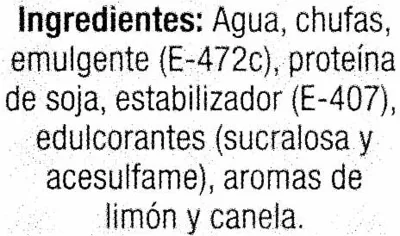 Lista de ingredientes del producto Bebida de chufa sin lactosa Hacendado 1 l