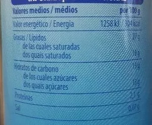List of product ingredients Nata montada azucarada Hacendado 