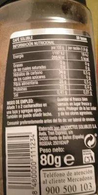 List of product ingredients Espresso Crema Hacendado 80 g