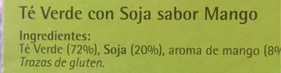 List of product ingredients Te verde con soja sabor mango Hacendado 