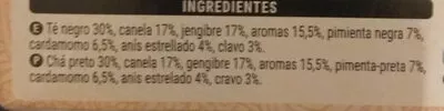 List of product ingredients Té chai Hacendado 
