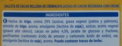 Lista de ingredientes del producto Caocream HACENDADO 220 g (5 x 44 g)