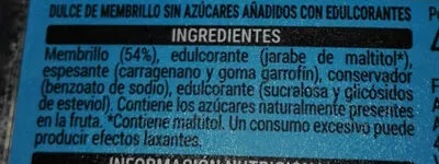 Liste des ingrédients du produit Dulce de membrillo sin azúcares añadidos Hacendado 400g