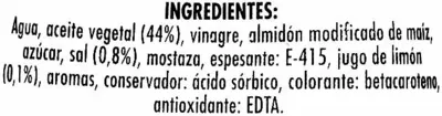 Lista de ingredientes del producto Mayonesa sin huevo ';Hacendado'; - DESCATALOGADO Hacendado 310 ml