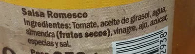 Liste des ingrédients du produit Salsa Romesco Hacendado Hacendado 250 g