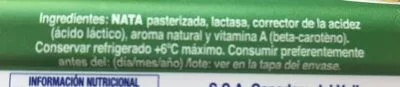 List of product ingredients Mantequilla sin lactosa Hacendado 