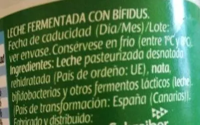 List of product ingredients Bífidus Hacendado 