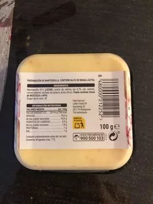 Lista de ingredientes del producto Mantequilla Con Ajo hacendado 100 g