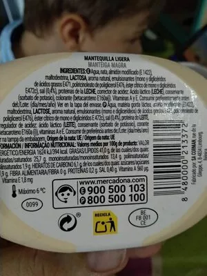 Liste des ingrédients du produit Mantequilla light Hacendado 250 g