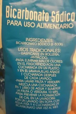 Lista de ingredientes del producto Bicarbonato Sódico Hacendado 