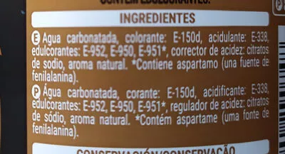 List of product ingredients Cola zero Hacendado 2l