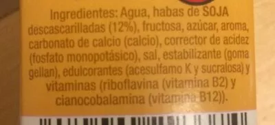 Lista de ingredientes del producto Bebida de soja sabor vainilla Hacendado 