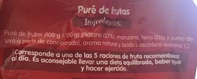 List of product ingredients Fresa y plátano Hacendado 
