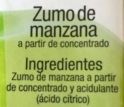 List of product ingredients Zumo de manzana Hacendado 200 ml