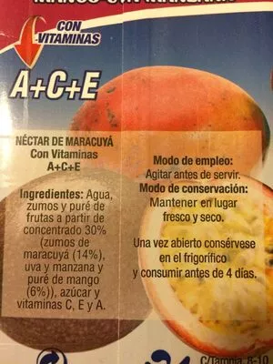 List of product ingredients Néctar de maracuyá Hacendado 