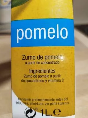 Lista de ingredientes del producto Zumo de pomelo Hacendado 