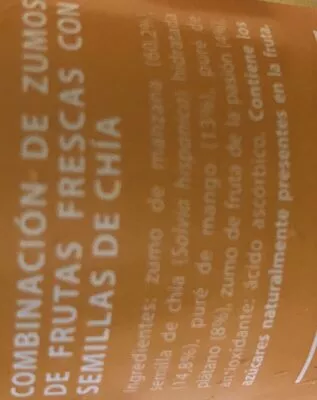 Lista de ingredientes del producto Zumo con semillas de chía Hacendado 