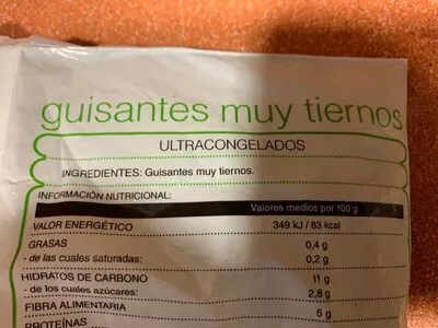 Liste des ingrédients du produit Guisantes Hacendado 300 g