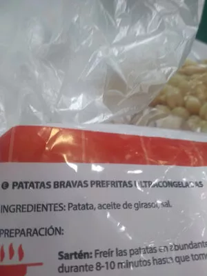 Lista de ingredientes del producto Patatas bravas Hacendado 