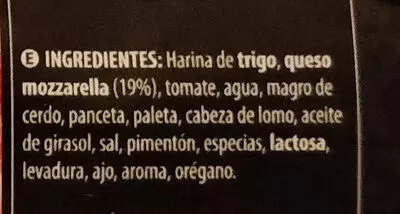 List of product ingredients Pizza ibérica Hacendado 380g