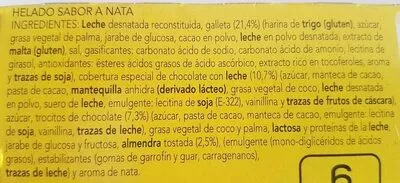 Liste des ingrédients du produit Mini sándwich de nata Hacendado 
