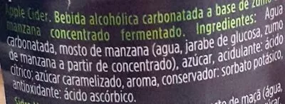 List of product ingredients Cocer sabor manzana Wild Panther 