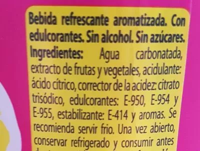 Lista de ingredientes del producto Tinto de verano sabor limón sin alcohol sin azucar Hacendado 