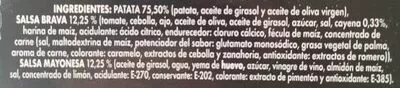 Liste des ingrédients du produit Patatas bravas Hacendado 11 g