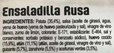 Liste des ingrédients du produit Ensaladilla Rusa Hacendado 250 g