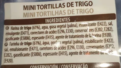 Lista de ingredientes del producto Mini tortillas de trigo Hacendado 300g