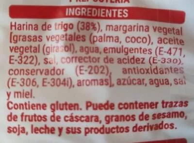 Lista de ingredientes del producto Palmeritas Hacendado 