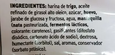 List of product ingredients sobaos Eroski 